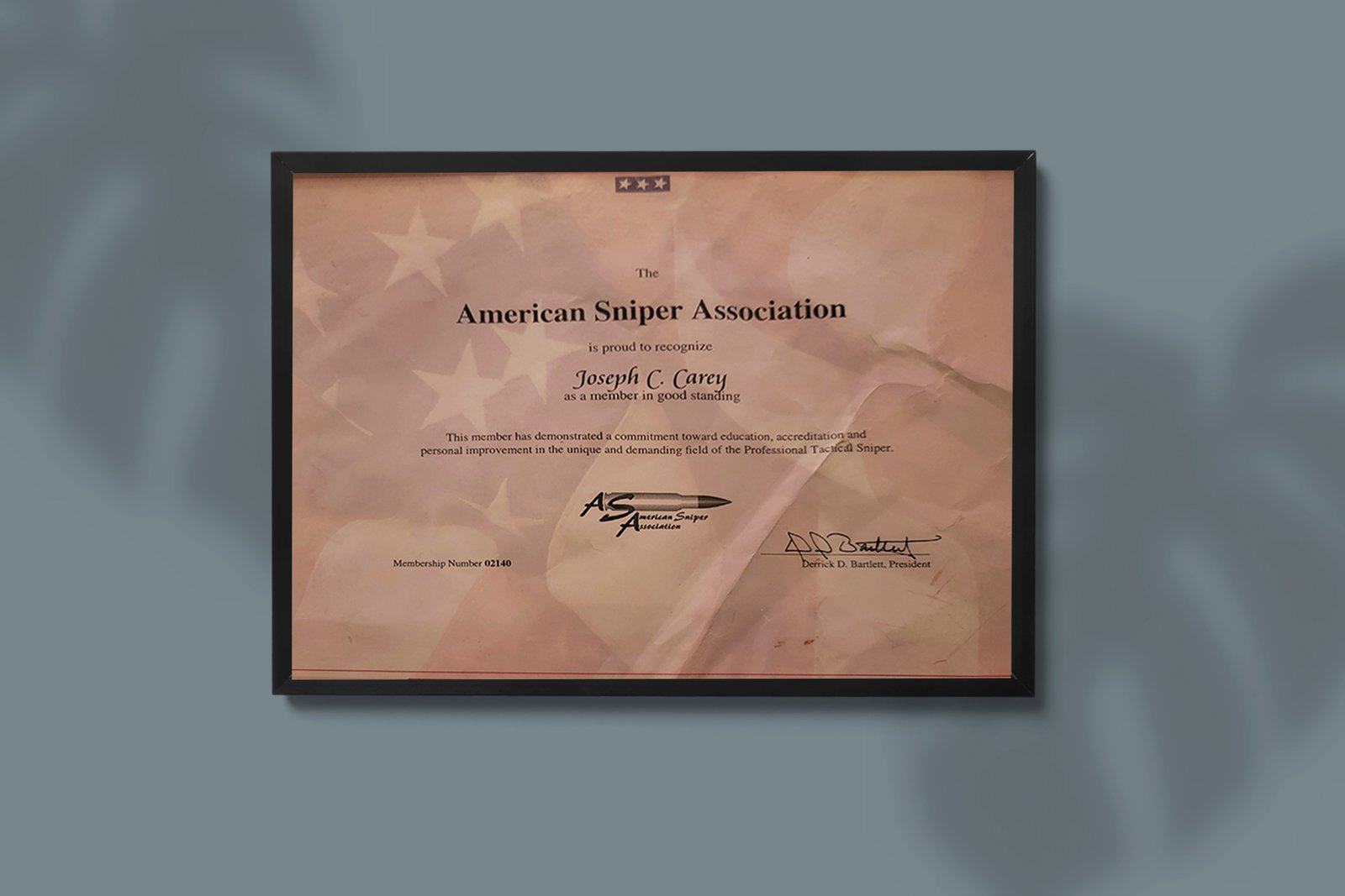 American Sniper Association Certificate